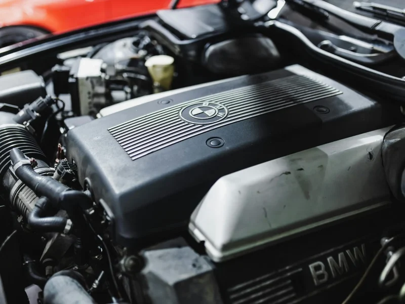 Close-up of a diesel engine bay